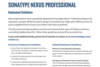 Nexus Pro deployment guidelines