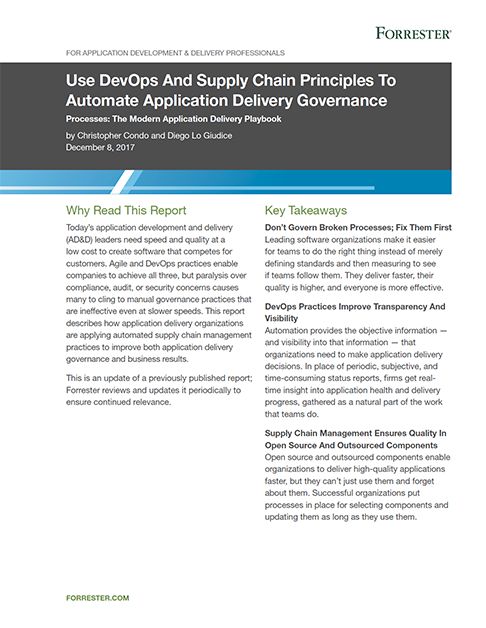 Use DevOps and Supply Chain Principles to Automate Application Delivery Governance